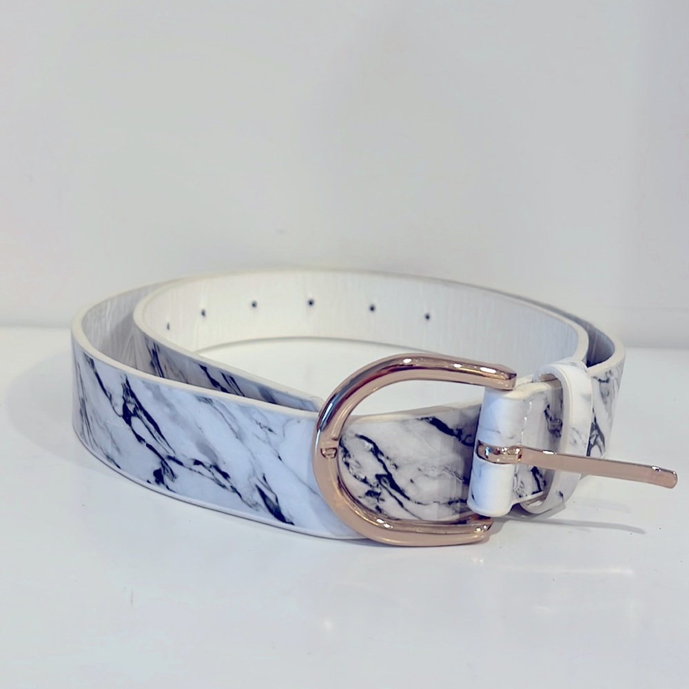 PU white marble belt